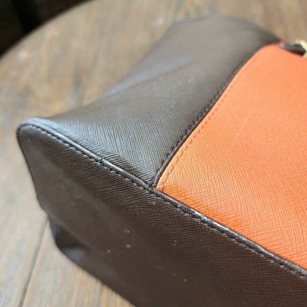 Michael Kors Two-Tone Orange and Brown Tote - Picture 5 of 9